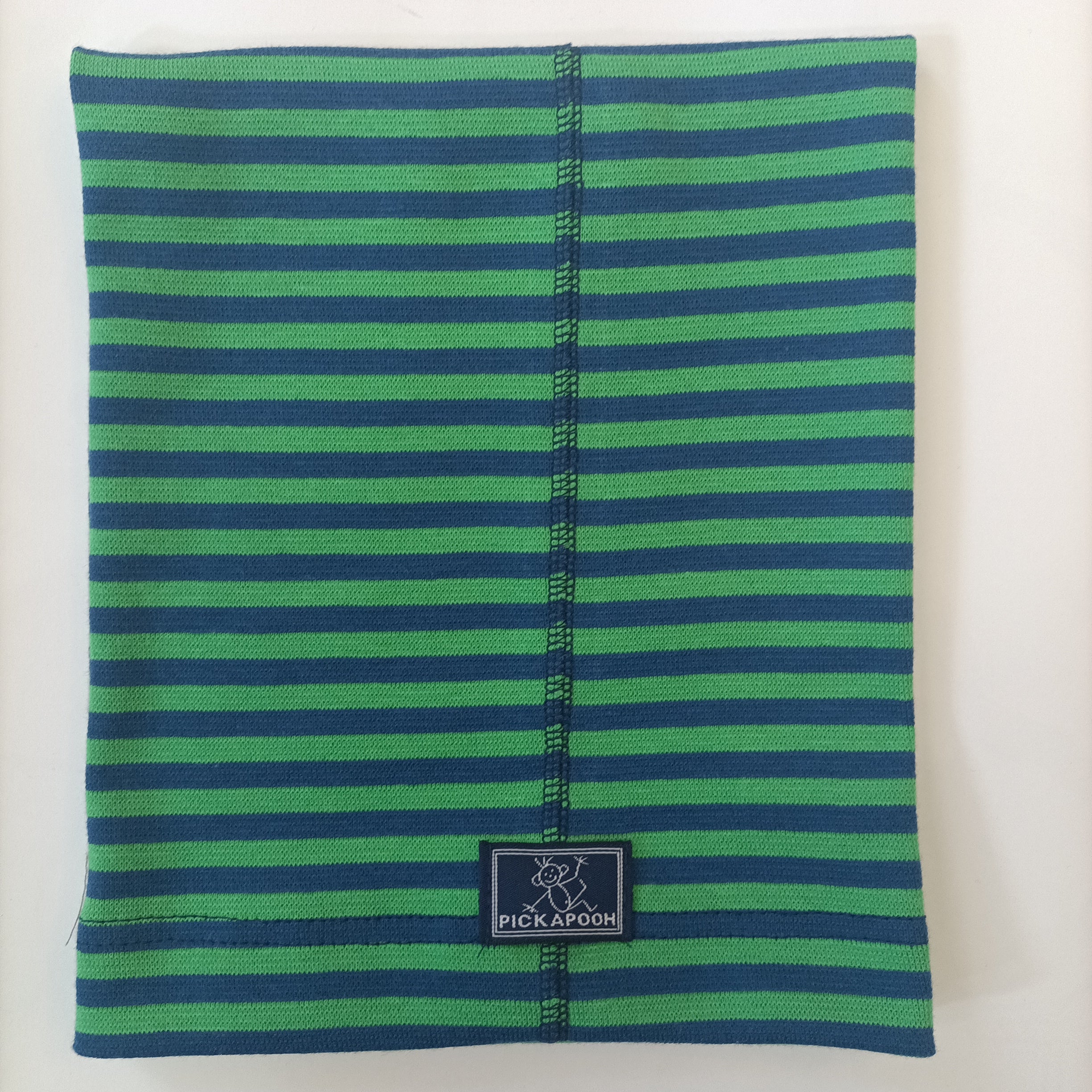 Scaldacollo in cotone per bambino e adulto / riga blu e verde